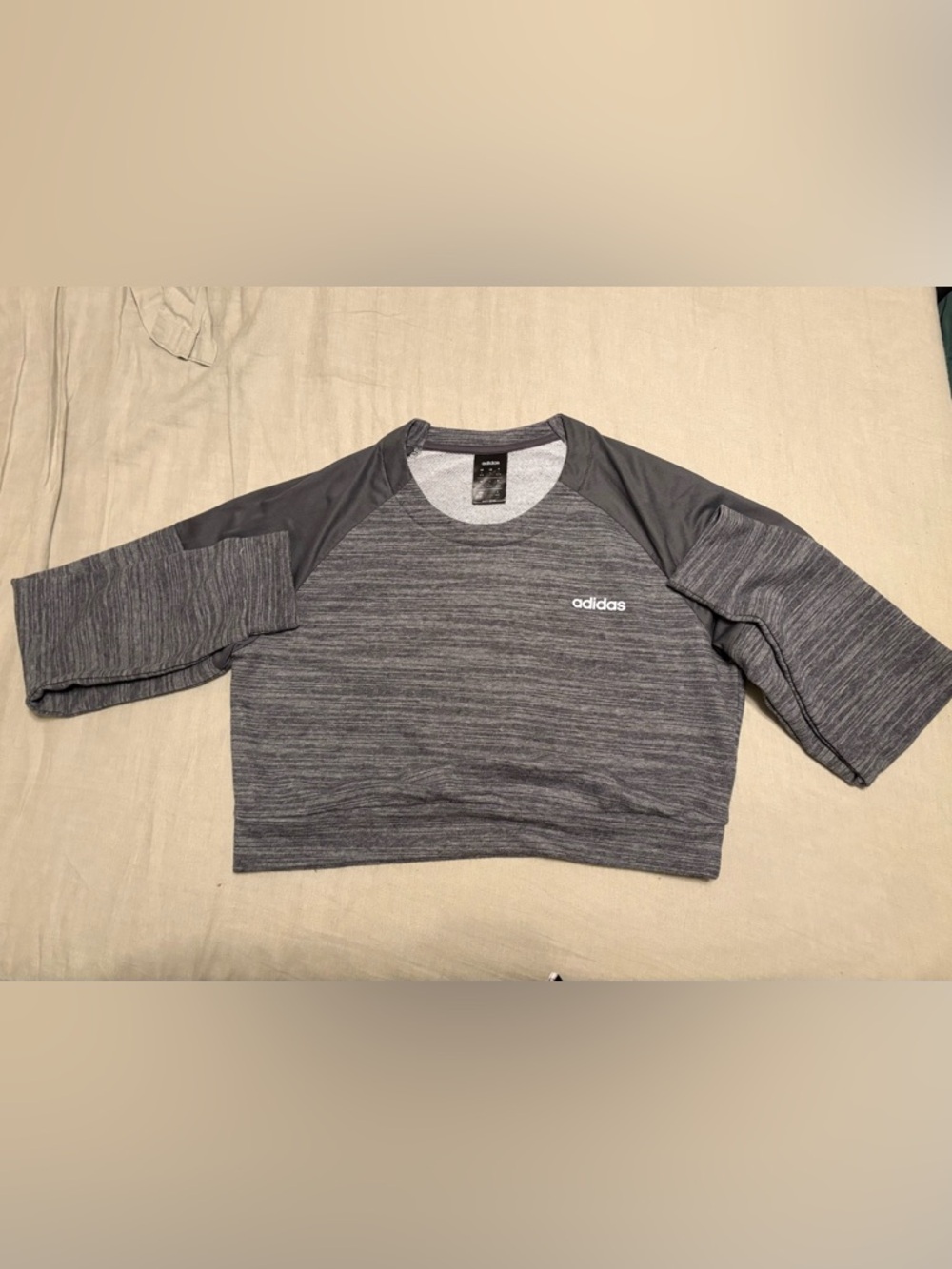 adidas Heather Dark Gray Raglan Sport Sweatshirt